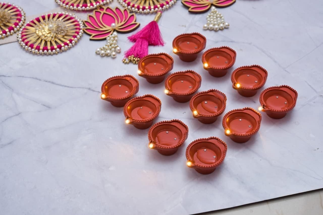 Water Sensor Diyas + Diya LED Lights FREE (Pack of 8/12/18/24)