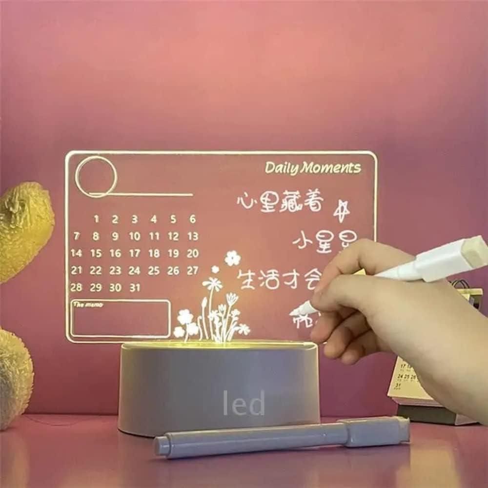Trendy 3d Acrylic Writing Board with Pen and Light
