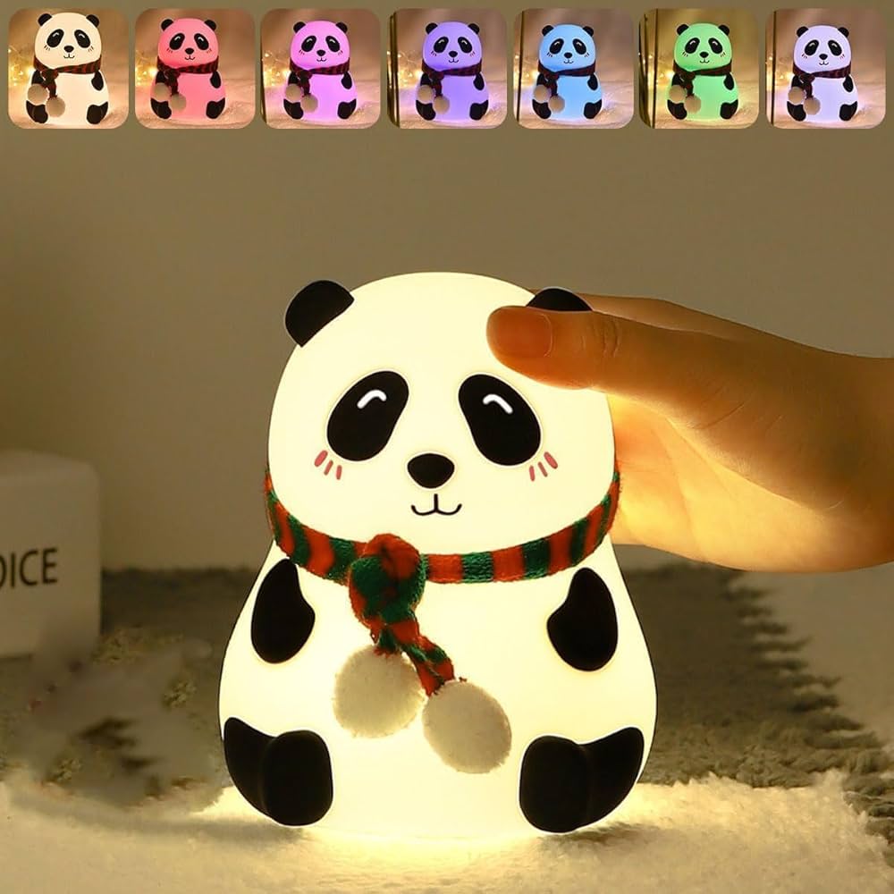 MoonlitDreams Panda Night Lamp, Panda Touch Silicone Lamp, 7 Colour Changing Light