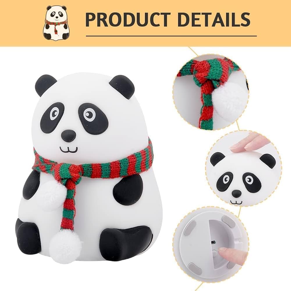 MoonlitDreams Panda Night Lamp, Panda Touch Silicone Lamp, 7 Colour Changing Light