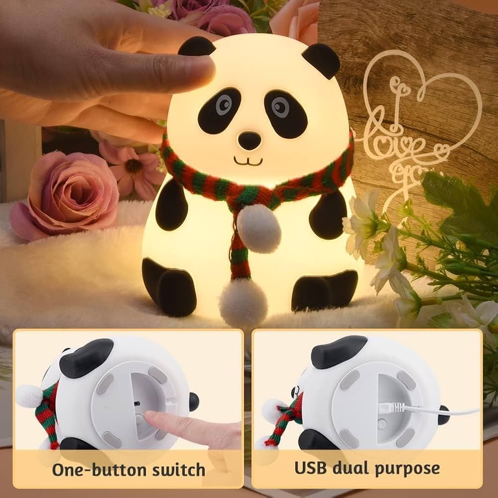 MoonlitDreams Panda Night Lamp, Panda Touch Silicone Lamp, 7 Colour Changing Light