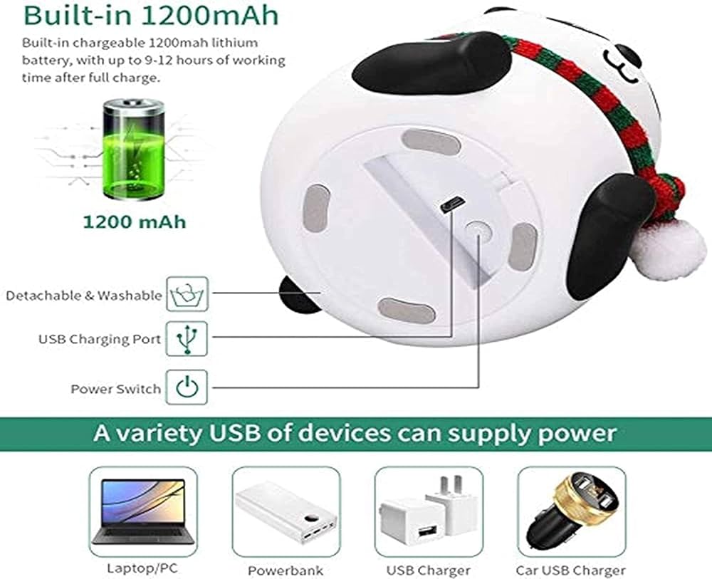 MoonlitDreams Panda Night Lamp, Panda Touch Silicone Lamp, 7 Colour Changing Light