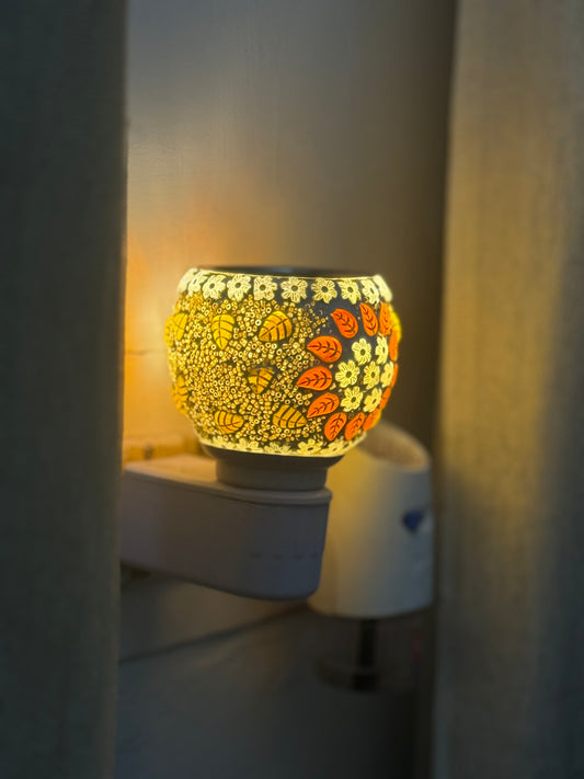 Kapoor Dani Night Lamp Electric Incense Burner, Aroma Burner With Night Lamp, Electric Kapur Burner, (Round) (Multicolor)