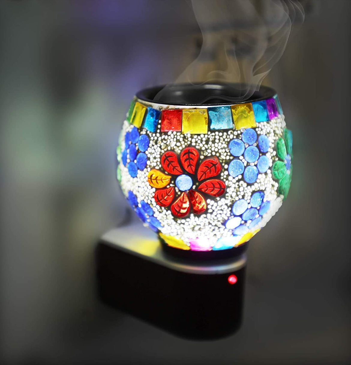 Kapoor Dani Night Lamp Electric Incense Burner, Aroma Burner With Night Lamp, Electric Kapur Burner, (Round) (Multicolor)