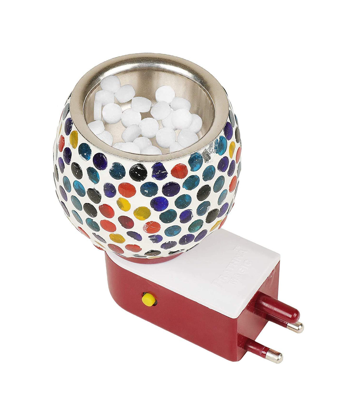 Kapoor Dani Night Lamp Electric Incense Burner, Aroma Burner With Night Lamp, Electric Kapur Burner, (Round) (Multicolor)