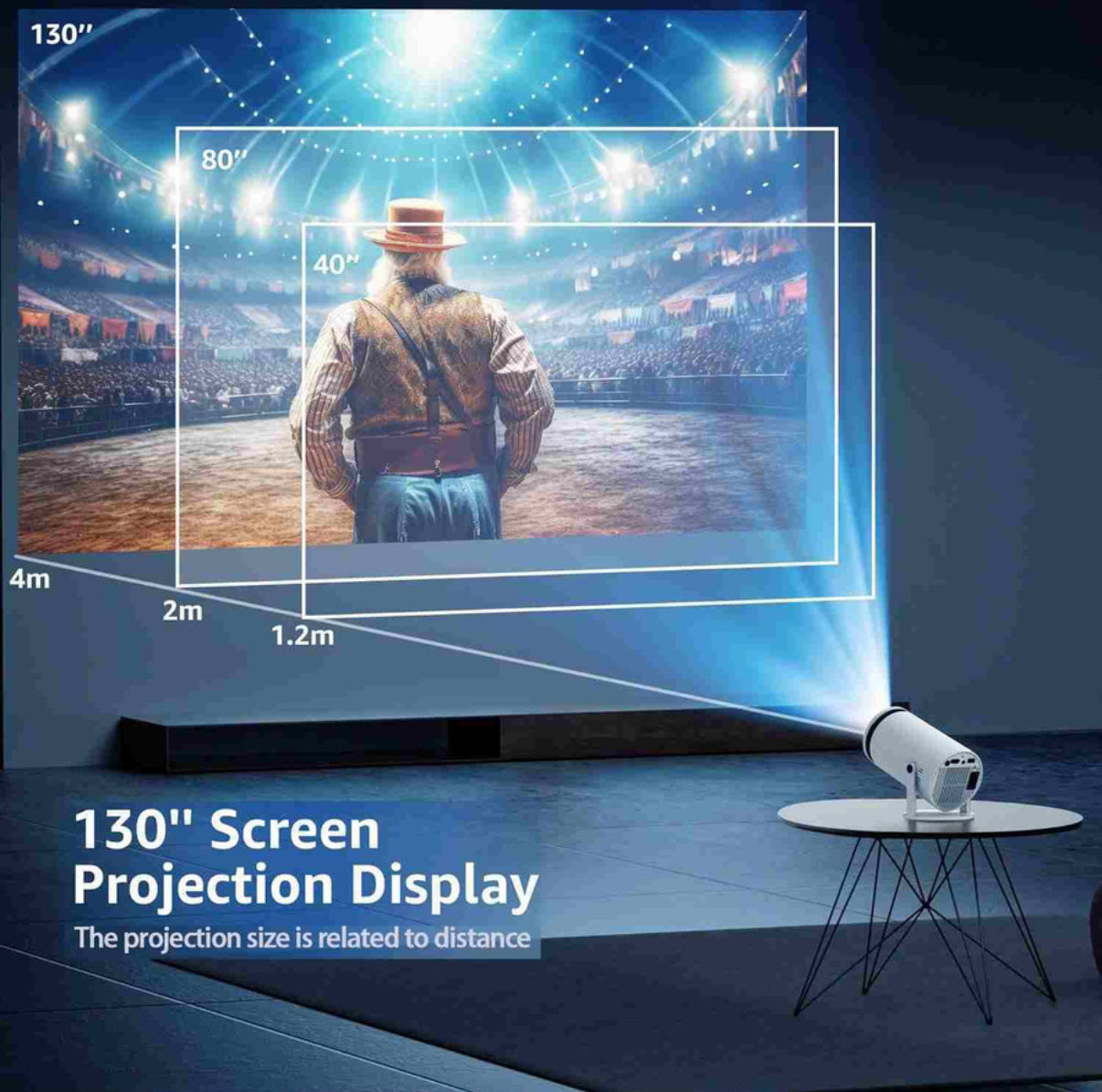 Smart LED Projector with 720p HD Resolution, Rotatable Design, Built-in Streaming Apps (Netflix, Prime Video, Hotstar), 2000 Lumens, Screen Mirroring, 3 Watts Speaker (White)