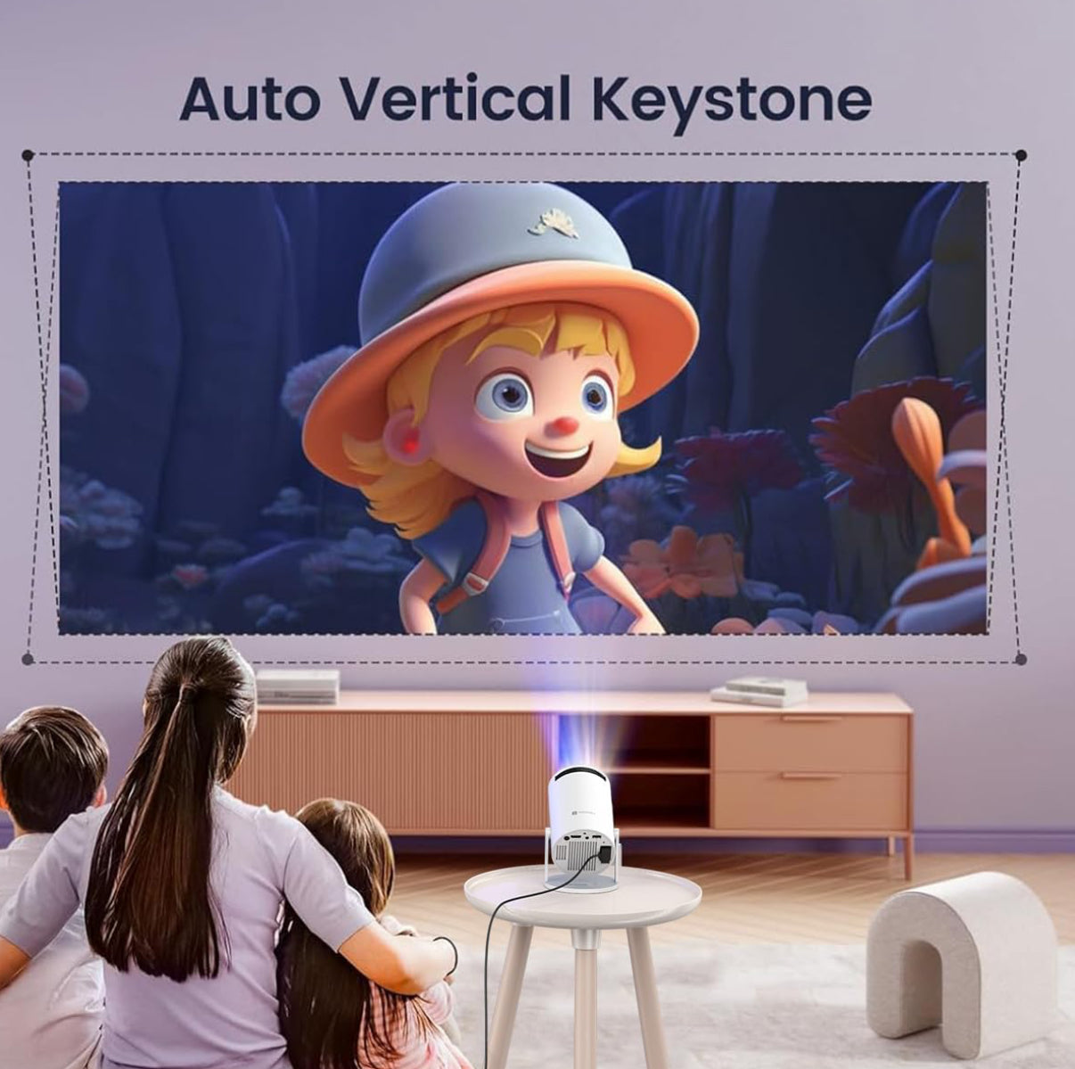 Smart LED Projector with 720p HD Resolution, Rotatable Design, Built-in Streaming Apps (Netflix, Prime Video, Hotstar), 2000 Lumens, Screen Mirroring, 3 Watts Speaker (White)