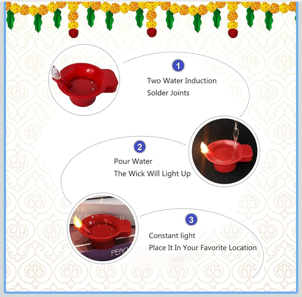 Water Sensor Diyas + Diya LED Lights FREE (Pack of 8/12/18/24)