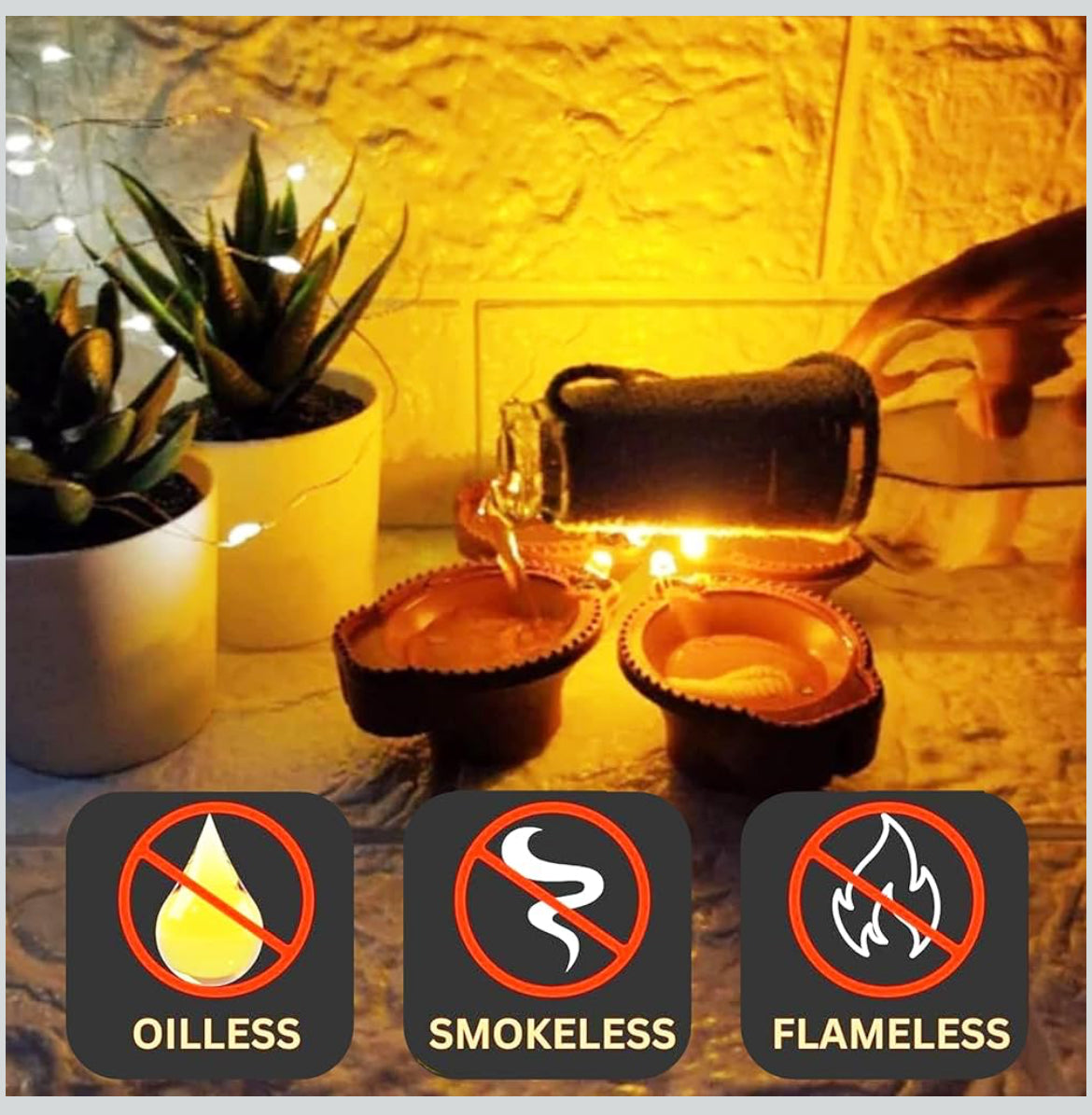 Water Sensor Diyas + Diya LED Lights FREE (Pack of 8/12/18/24)