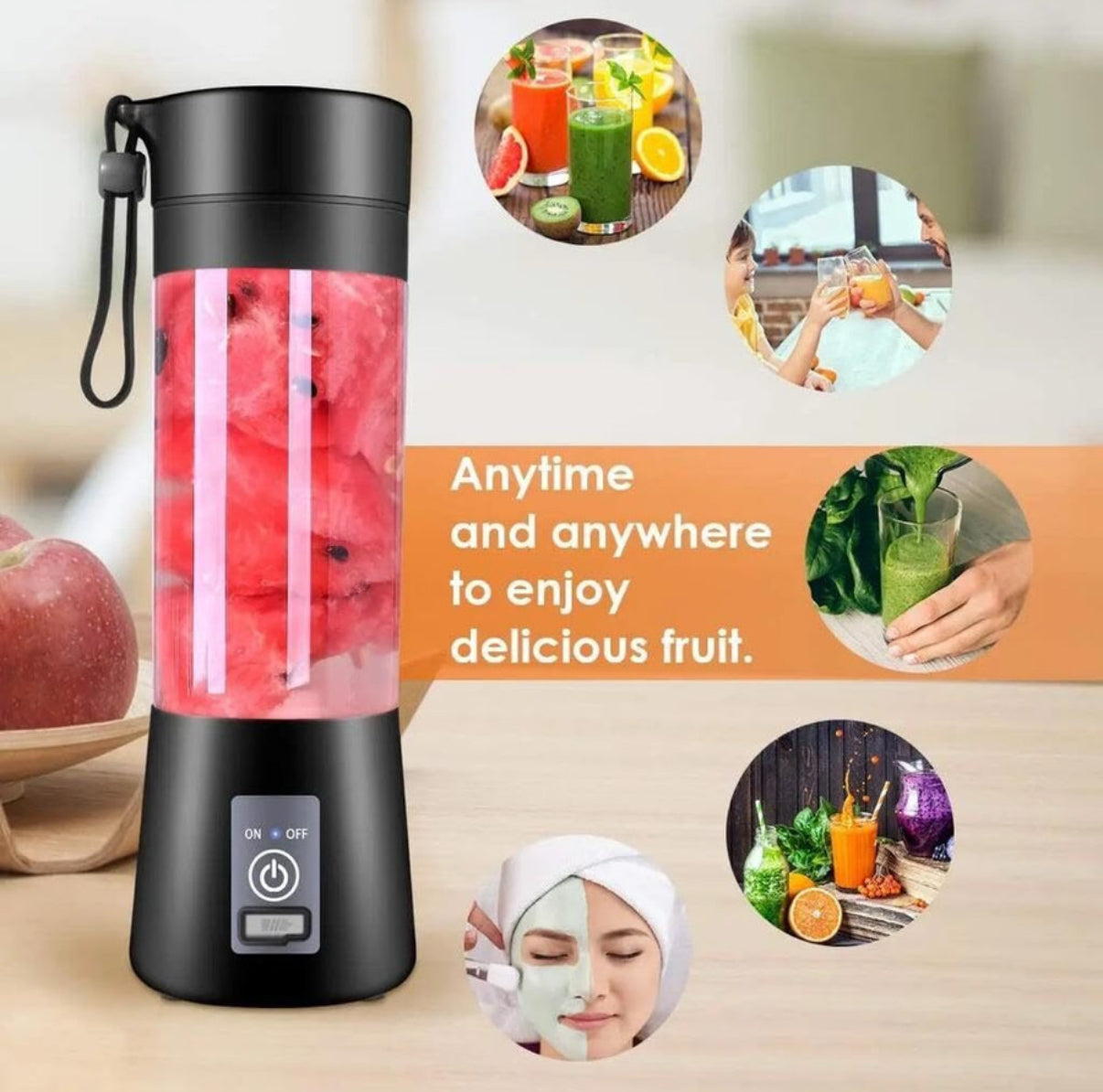 Portable Blender 450 ml, USB Rechargeable Battery