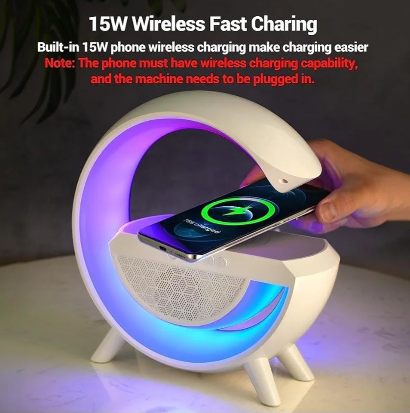 G Speaker Lamp - Multi-Function Bluetooth Speaker with Wireless Fast Charging Lamp