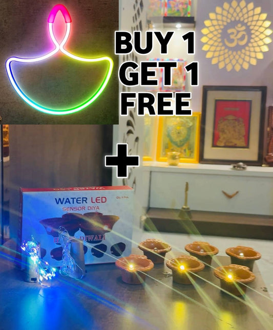 Water Sensor Diyas + Diya LED Lights FREE (Pack of 8/12/18/24)