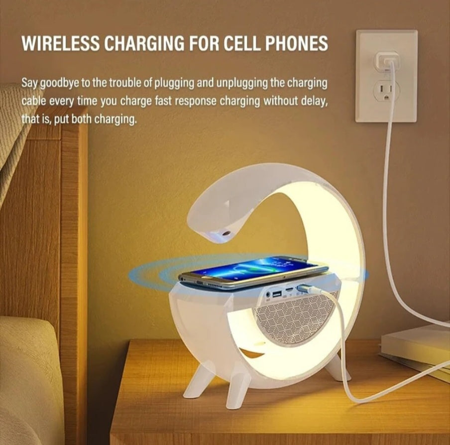 G Speaker Lamp - Multi-Function Bluetooth Speaker with Wireless Fast Charging Lamp