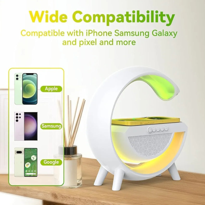 G Speaker Lamp - Multi-Function Bluetooth Speaker with Wireless Fast Charging Lamp