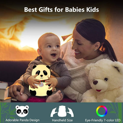 MoonlitDreams Panda Night Lamp, Panda Touch Silicone Lamp, 7 Colour Changing Light