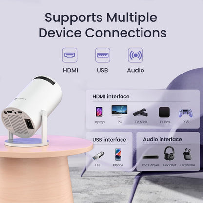 Smart LED Projector with 720p HD Resolution, Rotatable Design, Built-in Streaming Apps (Netflix, Prime Video, Hotstar), 2000 Lumens, Screen Mirroring, 3 Watts Speaker (White)