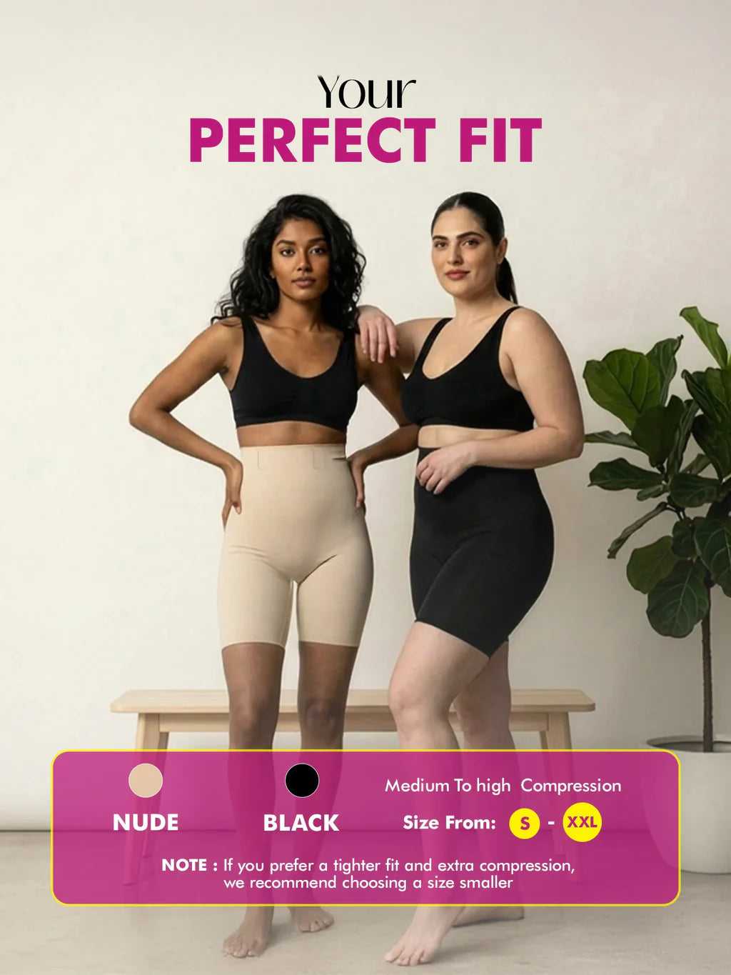 4-in-1 Shaper - Quick Slim Shape Wear Tummy, Back, Thighs, Hips - Black/Efffective Seamless Tummy Tucker Shapewear Body Shaper