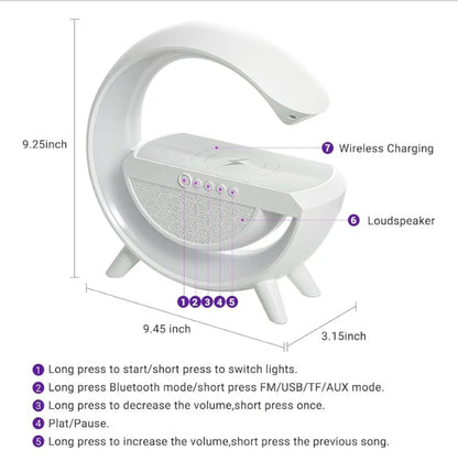 G Speaker Lamp - Multi-Function Bluetooth Speaker with Wireless Fast Charging Lamp
